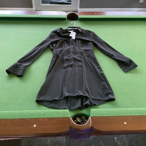 TOPSHOP Black Button Down Shirt Top US 6 - Picture 1 of 3